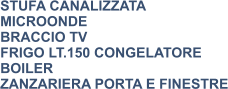 STUFA CANALIZZATA MICROONDE BRACCIO TV FRIGO LT.150 CONGELATORE BOILER ZANZARIERA PORTA E FINESTRE