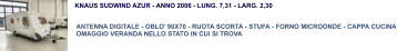 KNAUS SUDWIND AZUR - ANNO 2006 - LUNG. 7,31 - LARG. 2,30   ANTENNA DIGITALE - OBLO’ 90X70 - RUOTA SCORTA - STUFA - FORNO MICROONDE - CAPPA CUCINA OMAGGIO VERANDA NELLO STATO IN CUI SI TROVA